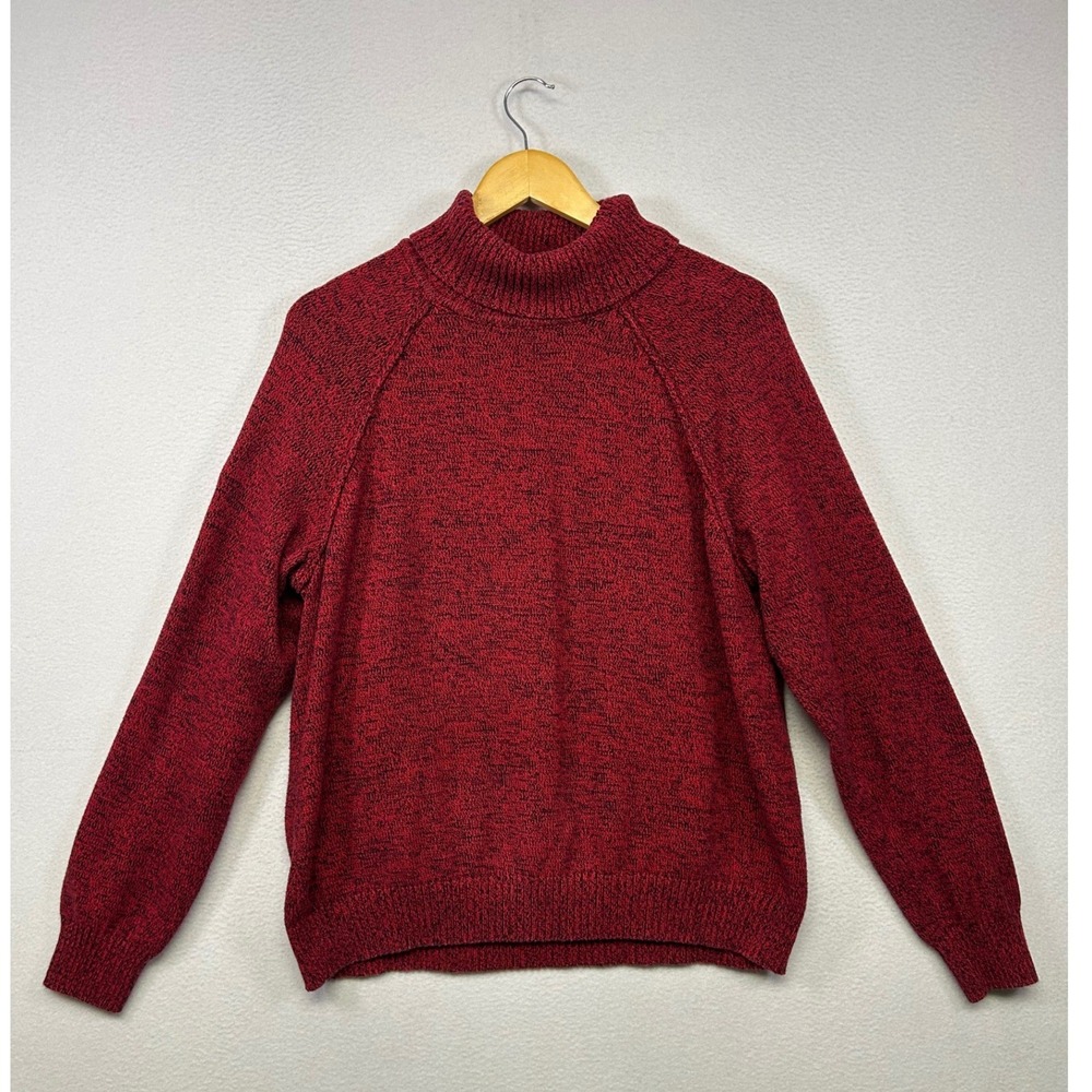 Classic Cozy Karen Scott Womens XXL Red Marled Mock Neck Cotton Sweater